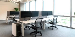 office desks and computers