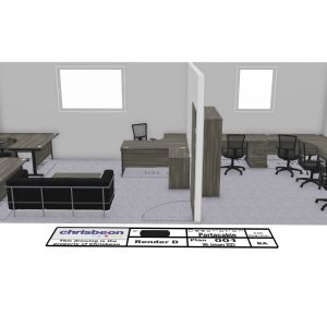 Modern office workspace layout with multiple desks, chairs, and ergonomic furniture, designed for productivity and collaboration. Ideal for remote teams and open-plan work environments.