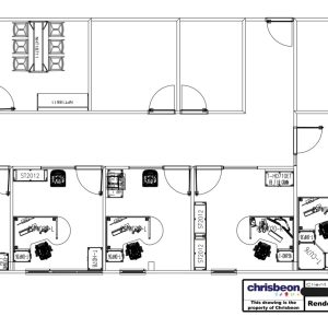 Modern office floor plan layout for creative workspace design at Chrisbeon.